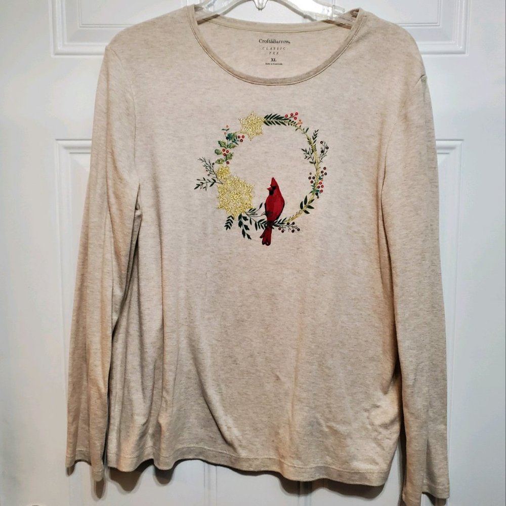 Festive Cardinal Shirt Croft & Barrow Size XL